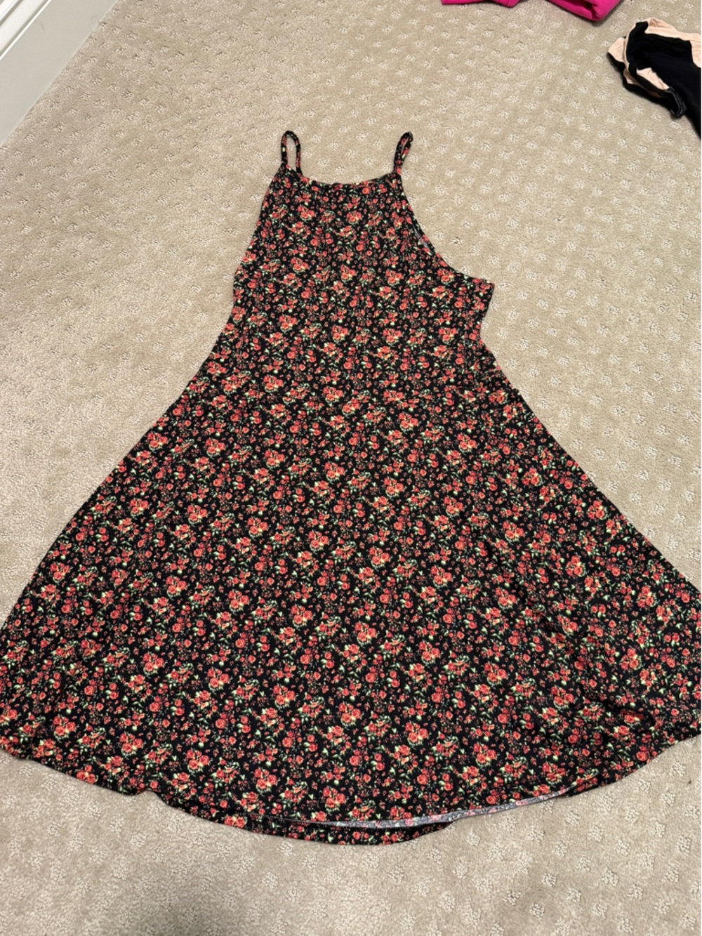 Hollister Black Floral Spaghetti-Strap Top